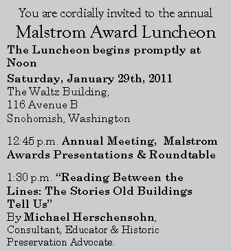 Malstrom Award Luncheon Schedule